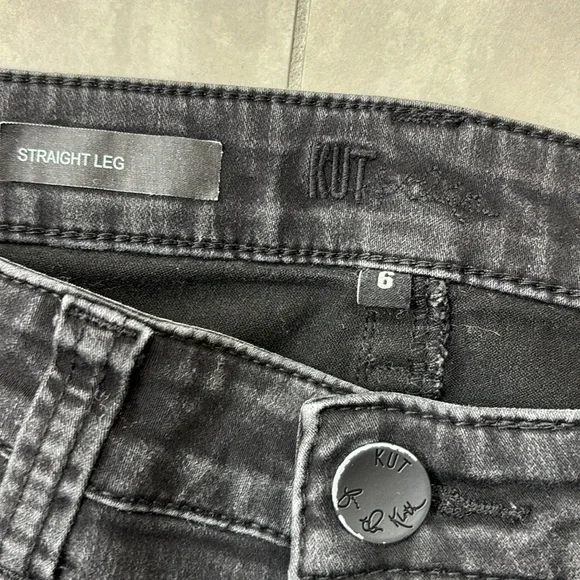 Kut From The Kloth High Rise Straight Leg Jeans Stonewash Black 6 - Picture 3 of 7